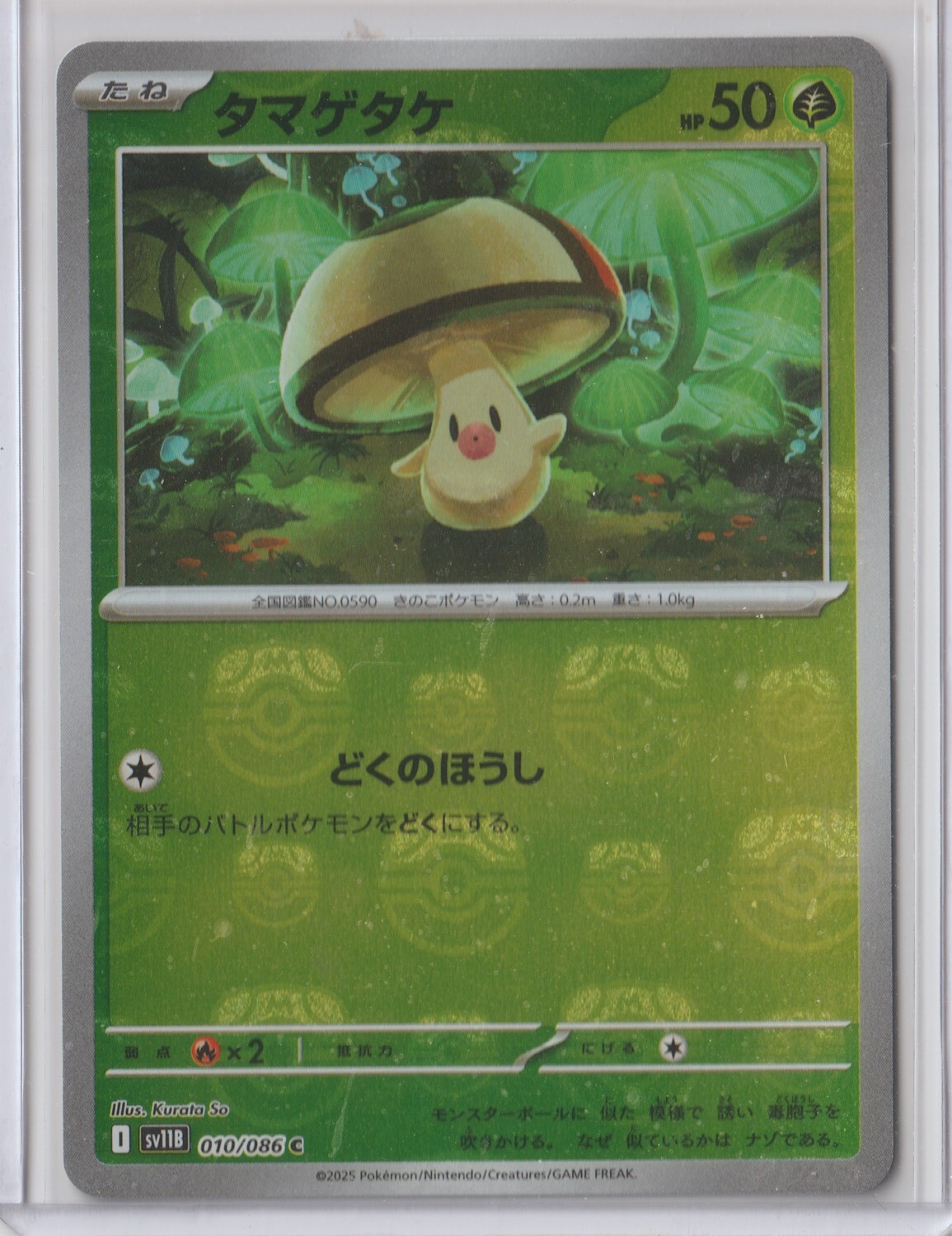 Pokémon Japanese 2025 Black Bolt FOONGUS 010/070 C MINT REVERSE HOLO MASTER BALL