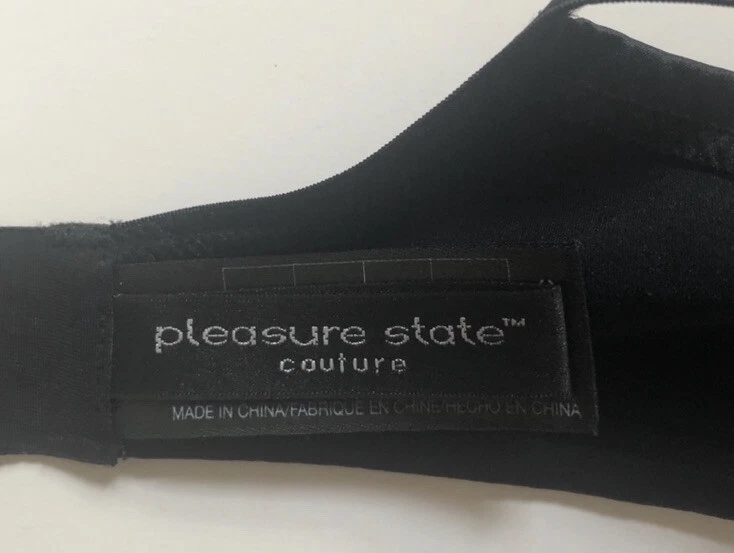 Pleasure State Couture Balconnet Black Silk Lace Swarovski Crystal Bow Bra 32B - Image 4 of 4