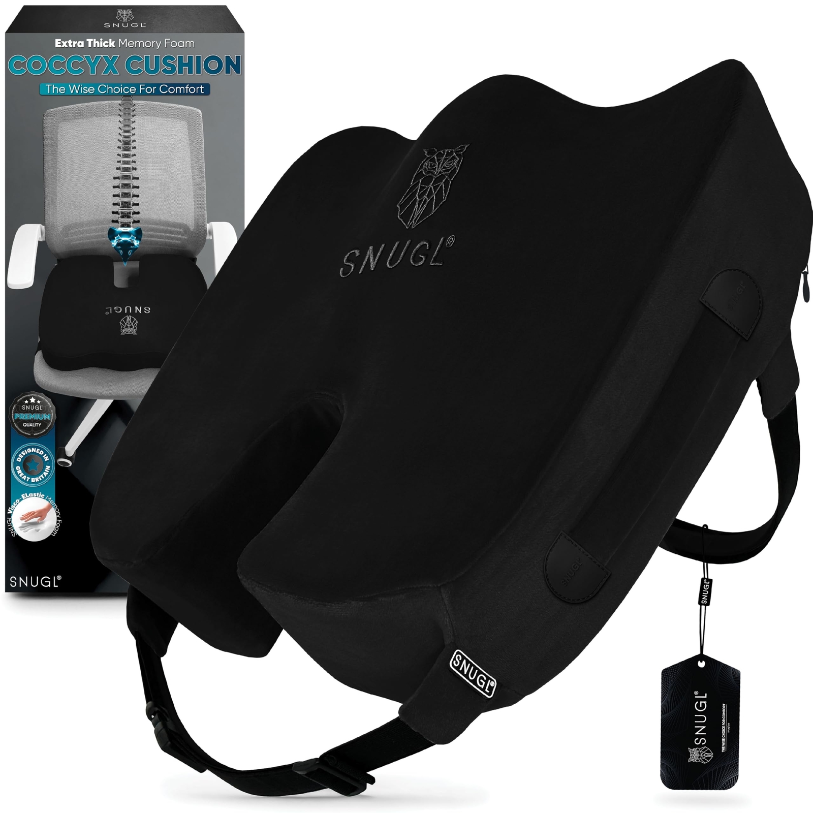 Coccyx Cushion | Thick Memory Foam Seat Cushion for Office, Car, Wheelchair &...