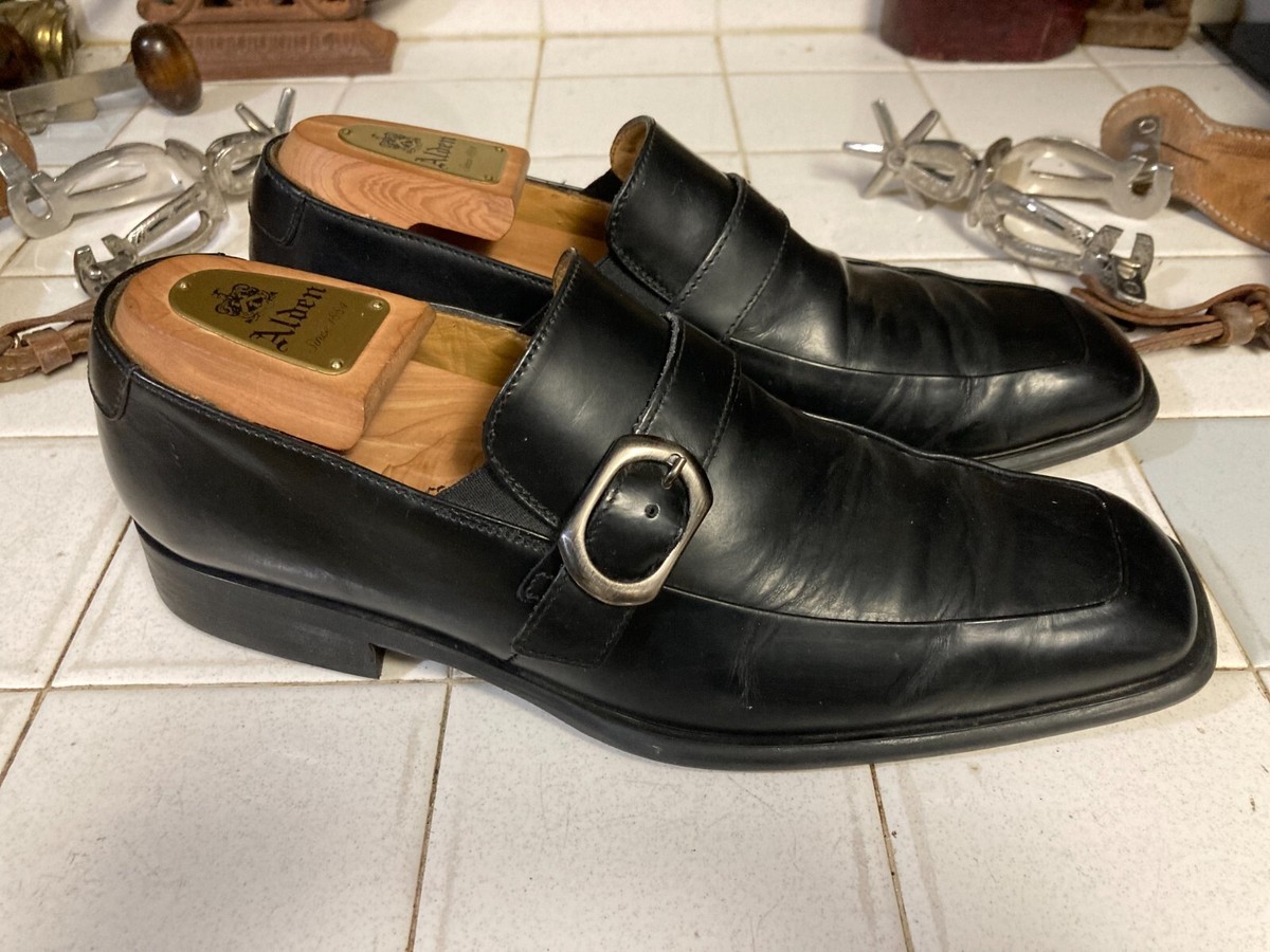 KENNETH COLE ITALY Black LEATHER SLIP ON LOAFER BUSINESS 