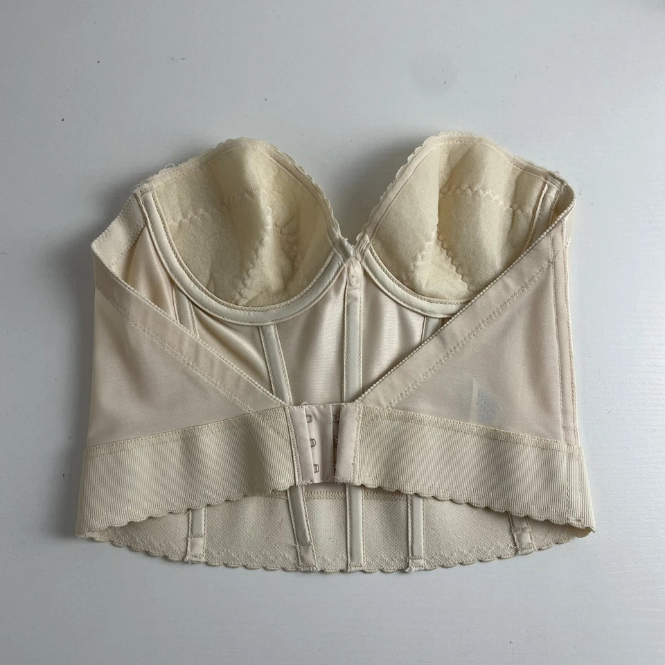 80s 90s Vintage Corset Bustier Top 36A Medium Cream Boned Victorian Edwardian - Image 2 of 4