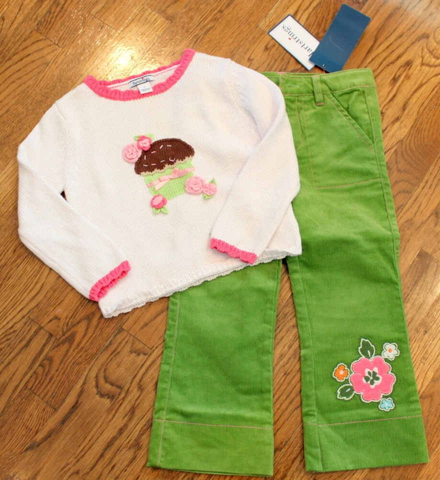 Niñas Talla 4 Nuevo Con Etiquetas Pantalones Hartstrings Lote Verde Cordroy Faldas Suéter Foto 3 de 4