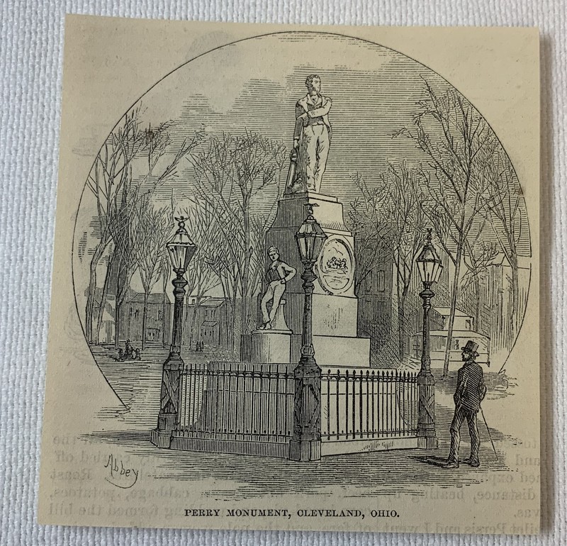 1872 magazine engraving~ PERRY MONUMENT, CLEVELAND, OHIO