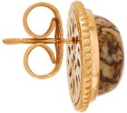 QVC 14K Yellow Gold Plated Sterling Silver Opaque Jasper Cabochon Stud Earrings — photo 7