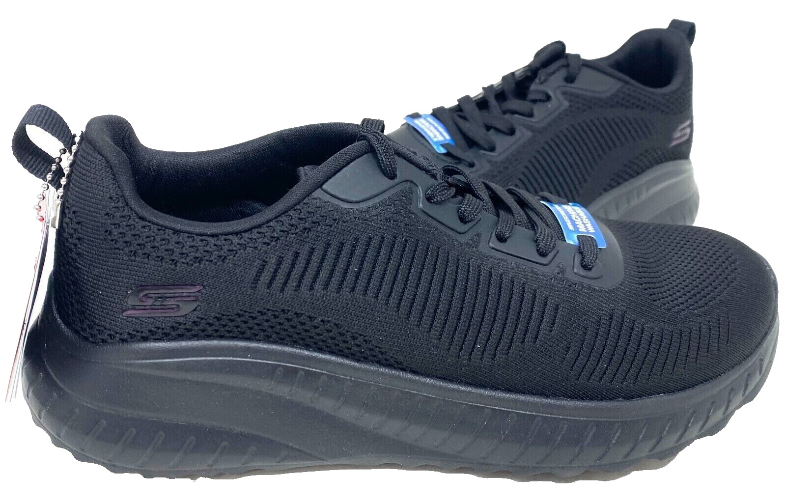 Skechers Women's Bobs Sport Lace Up Athletic Shoes Black WID