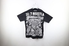 Vtg Streetwear Mens 2XL XXL Distressed All Over Print Hustler Hip Hop T-Shirt