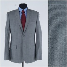 Mens Blazer 40R UK Size BURTON Striped Grey Wool Silk Sport Coat Jacket