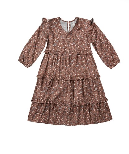 NWT Rylee and Cru Mabel Dress winter garden brown blue floral 6-7Y