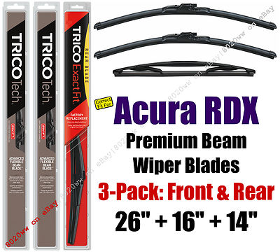 Trico 3-Pack Premium Wiper Blades – Front Pair + Rear For 2007-2009 Lexus RX350 (19/26/22/14A) 2 thumbnail image