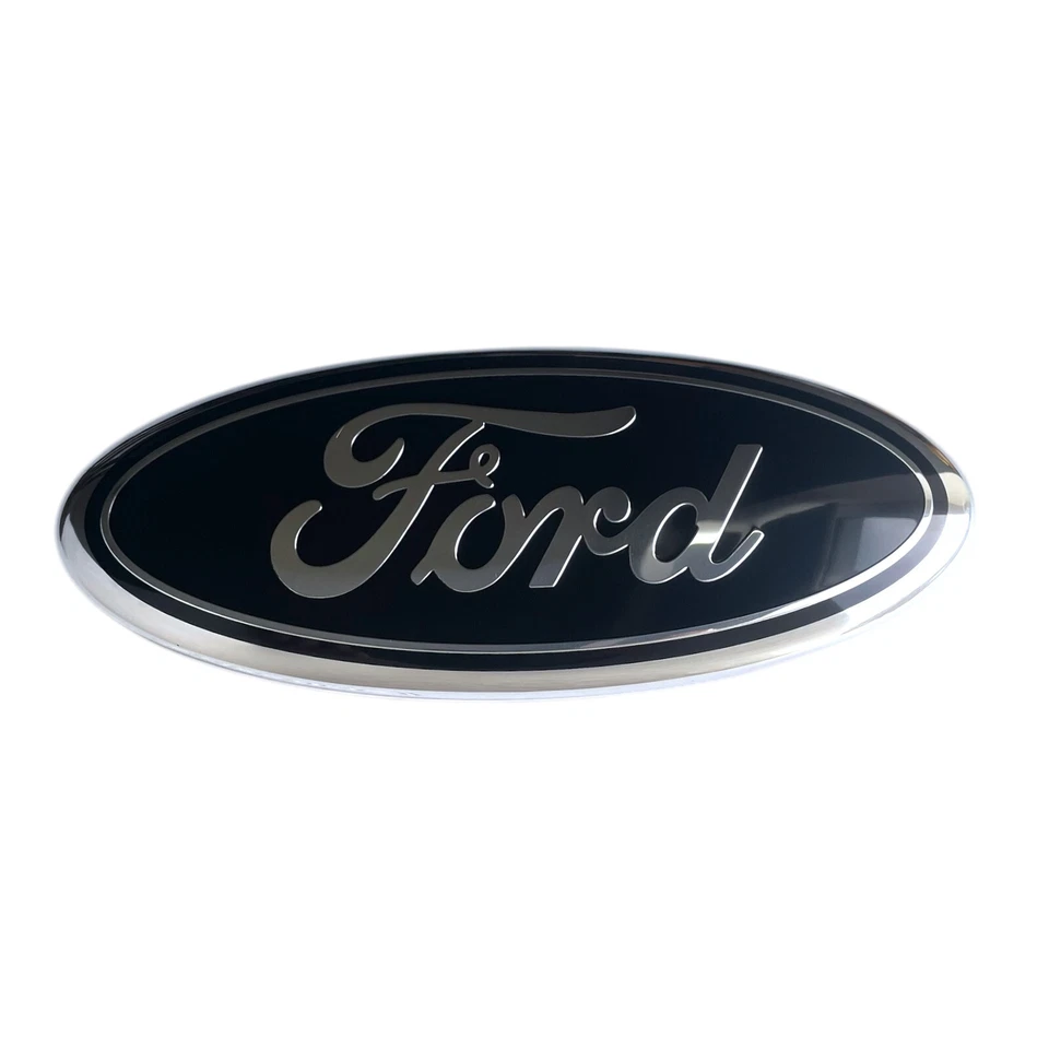 Parrilla delantera/puerta trasera de 9 pulgadas Ford logotipo negro emblema trasero insignia icono ovalado Foto 2 de 4