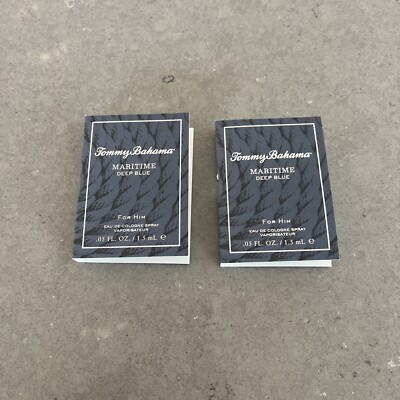 2 Pk Tommy Bahamas MARITIME DEEP BLUE Eau De Cologne Spray .05oz Carded Sample