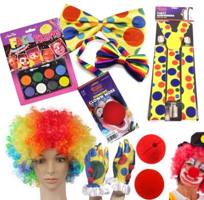 ERWACHSENE CLOWN FANCY KLEID KOSTÜM ZUBEHÖR SET DAMEN ZIRKUS ZUBEHÖR OUTFIT