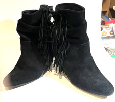 HARLEY DAVIDSON WOMEN"S BOOTS SIZE 8.5 COLOR: BLACK WITH TASSELS