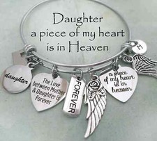 Loss of Daughter Memorial Bangle, A Piece of My Heart is in Heaven