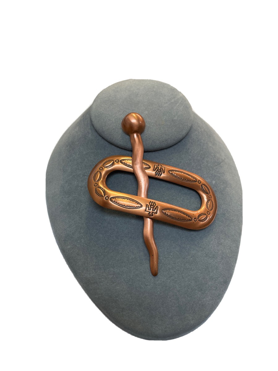 Vintage Southwestern Artisan Created Real Copper Barette Handmade Native American Navajo Copper & Sterling Silver  main image 2