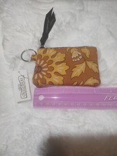 Longaberger Golden Fields Fabric Coin Purse/ Keychain Case NEW Card License Case