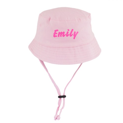 Personalised Name Baby Sun Hat Boy Girl, Custom Bucket Hat with Chin Strap 0-18m - Picture 7 of 53