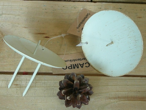 4 Robuste Kerzenstecker, Kerzenhalter Mit Doppelspieß, Creme / Beige Ø 8 Cm-image