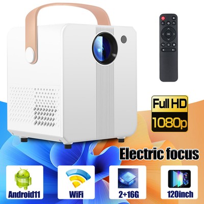 4K 1280P Elektrischer Fokus Mini Projektor LED WiFi Bluetooth Tragbares Heimkino