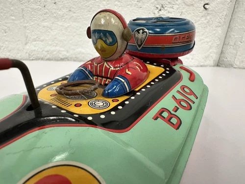 B-619 Ocean tin toy boat Bandai 1960s Japan speed vintage SPEEDBOAT VGC TVE