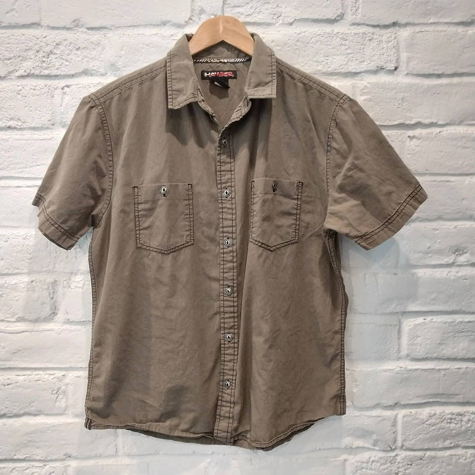 Camisa Tony Hawk Para Hombre Grande Verde Oliva 100% Algodón Cuello Abotonado Corta Slv Foto 2 de 4