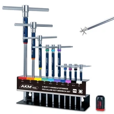 11 Pcs 3-Way T-Handle Hex Allen Key Wrench Set, Metric, 2mm-10mm, Sliding Han...