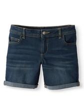 Wonder Nation Big Girl's Denim Bermuda Short Dark Wash, 16 