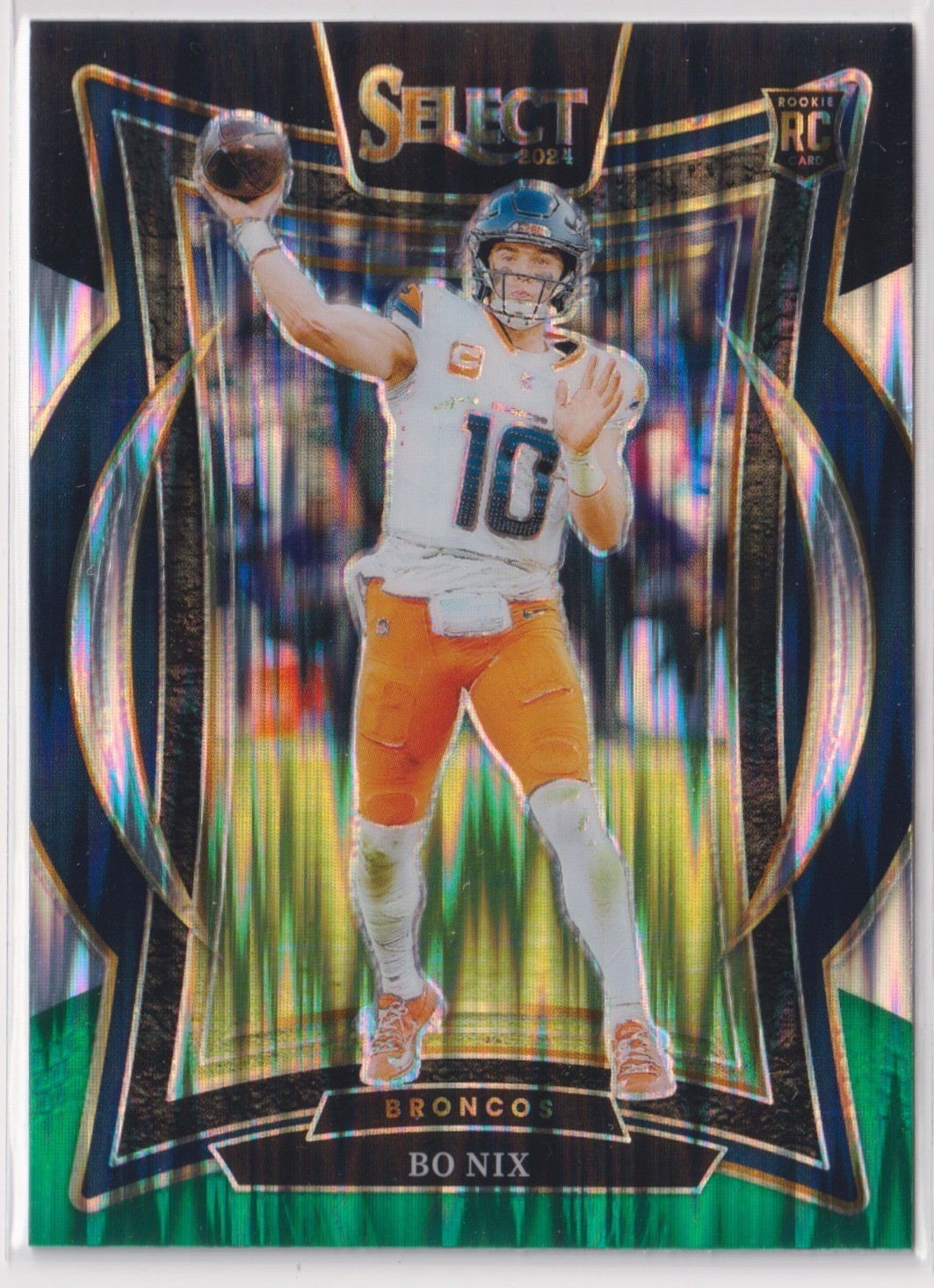 2024 Panini Select Concourse Bo Nix Black & Green Shock Prizm Rookie #30