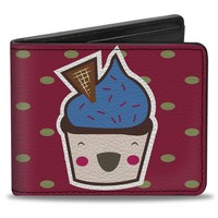 Bi-Fold Wallet Happy Cupcakes/Dots Pink/Green (Us Import)