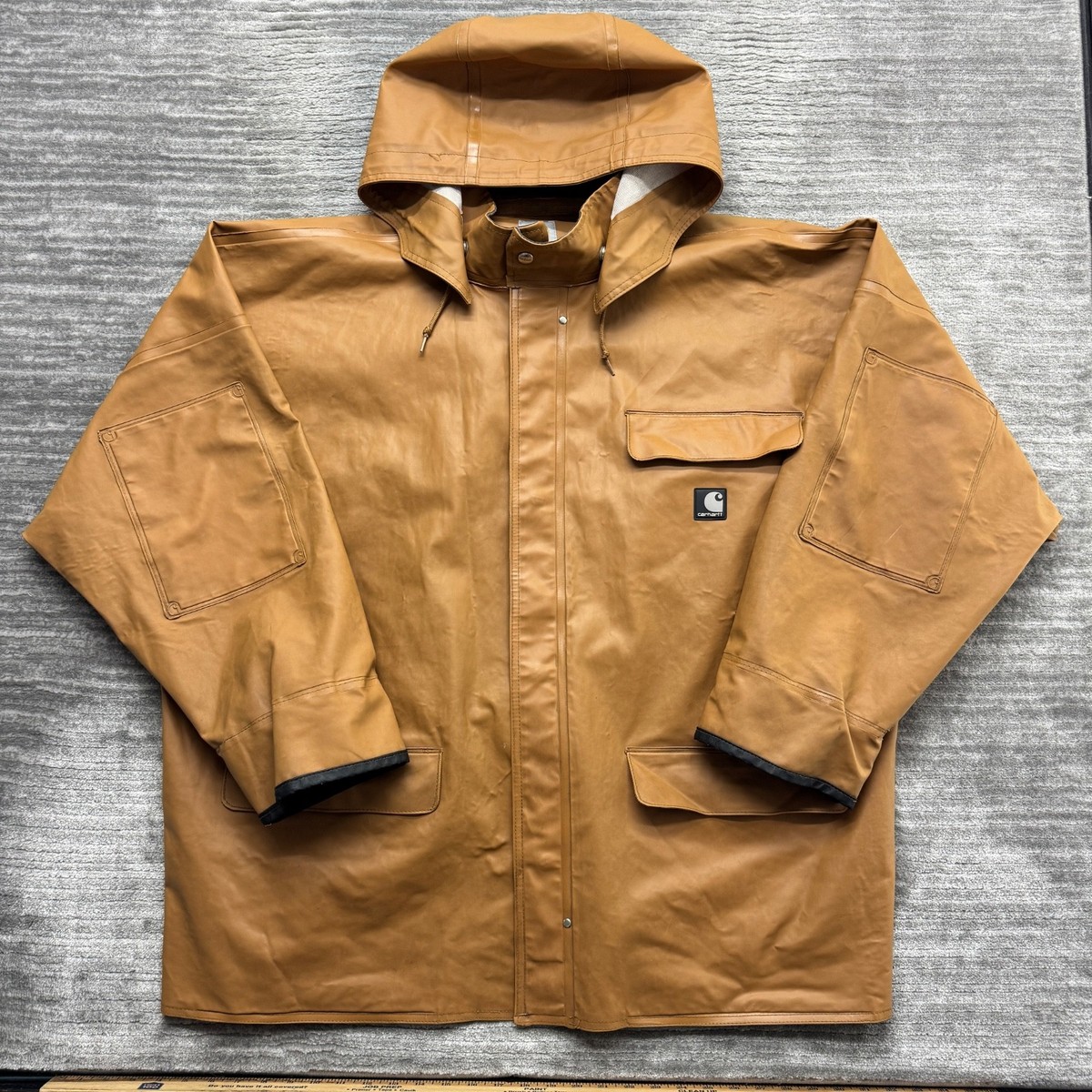 Vintage Carhartt Rain Jacket Size 2XL Mens Waterproof Surrey PVC