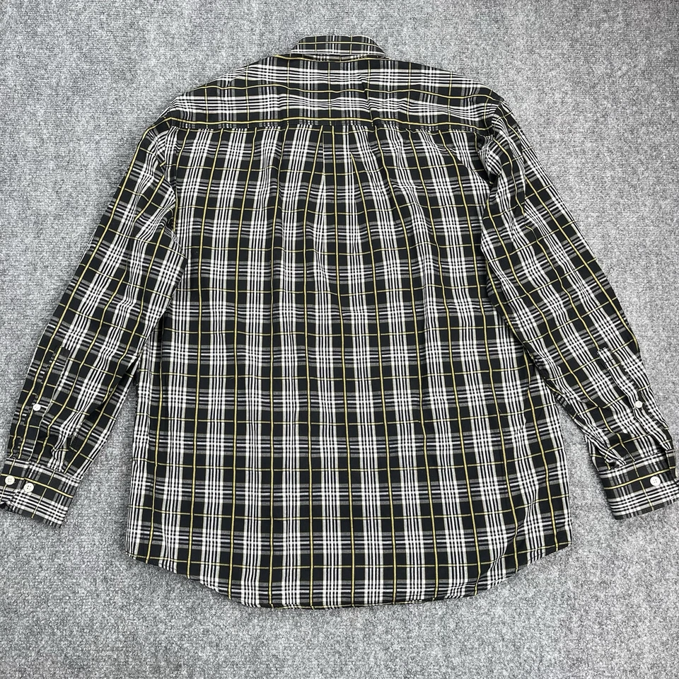 Camisa Alan River Para Hombre Mediana Manga Larga Botón Delantero Negra Algodón a Cuadros Foto 2 de 4