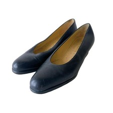 Prada Pumps Round Toe Vintage Leather Black Women's Size EU35/US5
