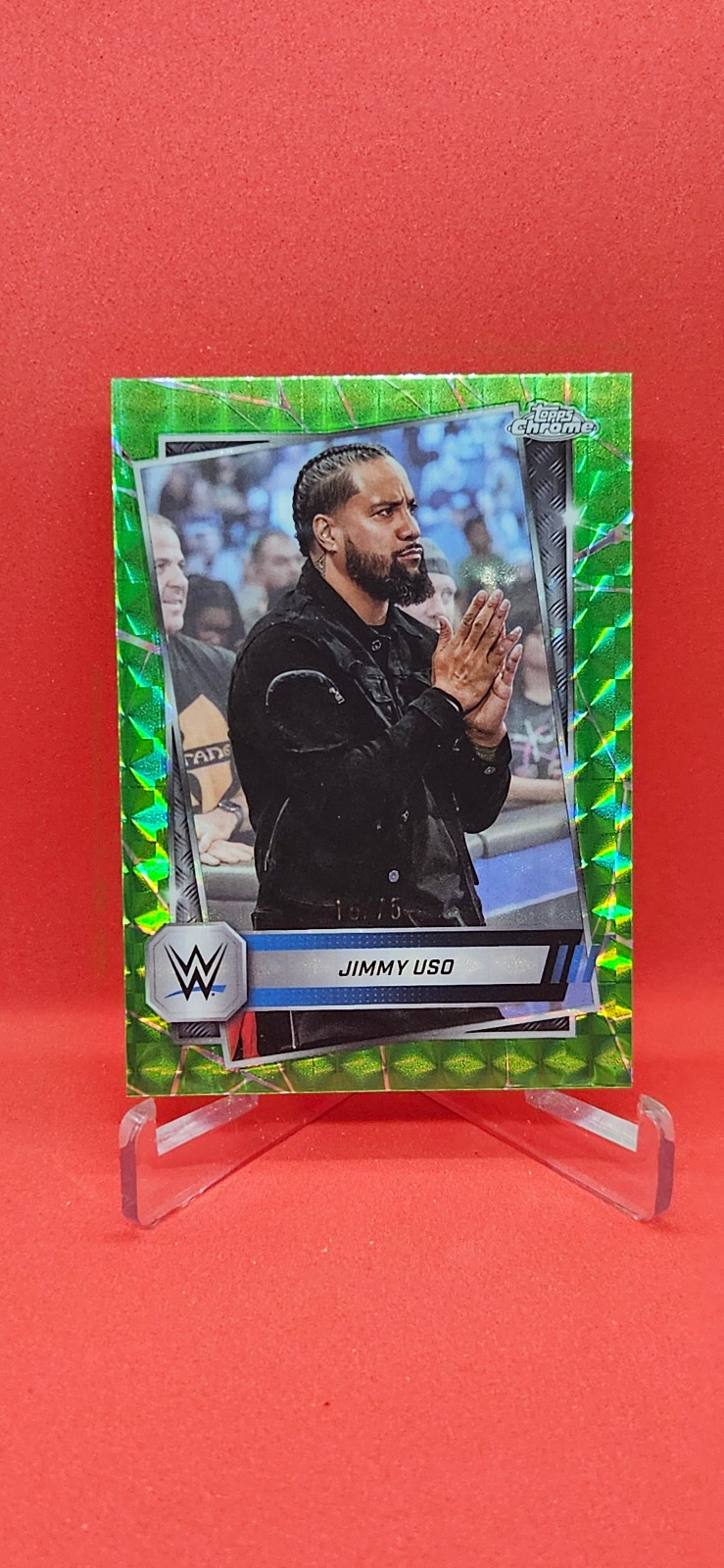 2025 Topps Chrome WWE - Jimmy Uso #56 Neon Green Geometric Refractor /75