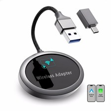 2-in-1 Wireless CarPlay Android Auto Adapter - Plug Play CarPlay Dongle C...