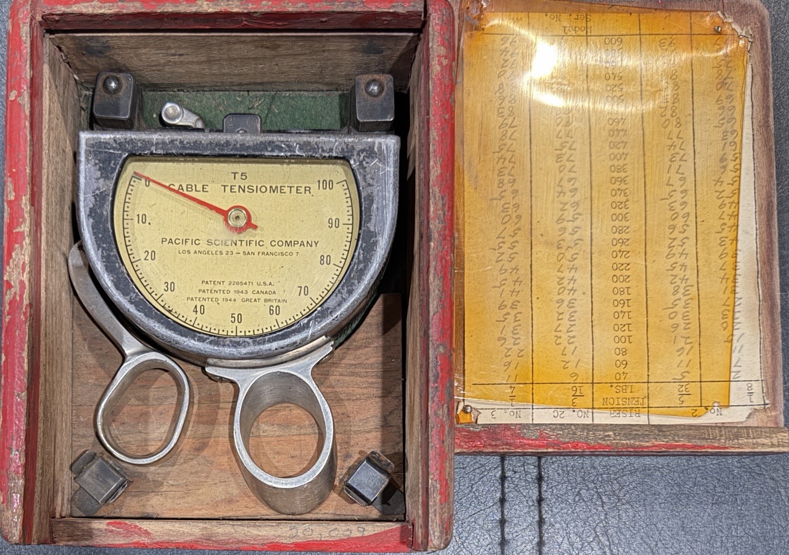 Pacific Scientific Company T5 Cable Tensiometer USAF Type C-6 T5-4008-106-00