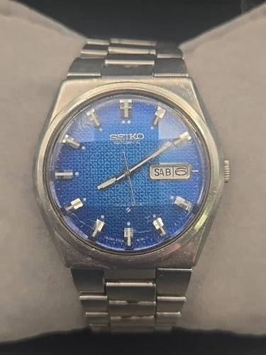 Seiko Automatic 37mm Blue Day/Date Dial Mens Watch 6309-8049