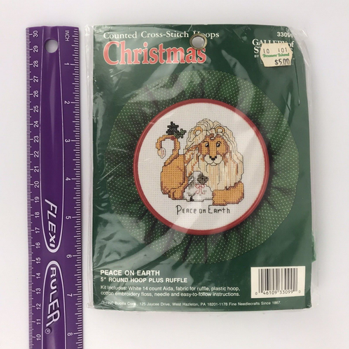 Gallery of Stitches Bucilla Counted Cross-Stitch Hoop Christmas Peace on Earth - Picture 3 of 3