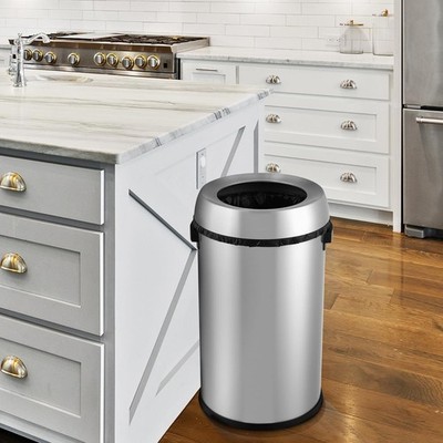65L/17Gal Stainless Steel Open Top Heavy Duty Garbage Bin for Restaurant & Home