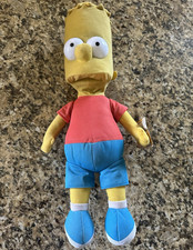 Toy Factory The Simpsons Bart Simpson Plush Stuffed Doll Yellow Red Blue 2014