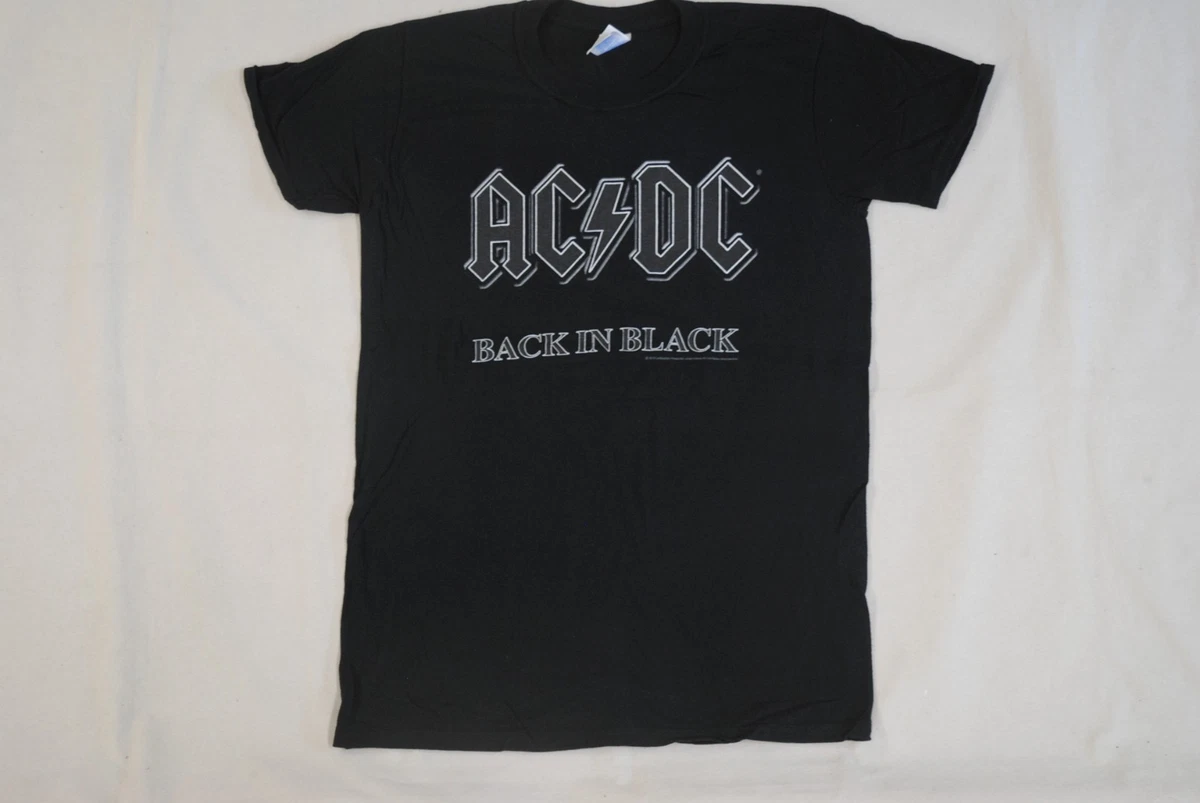 ACDC T Shirt Back In Black World Tour 1980/81 H &amp; M Double Sided Small S | UK