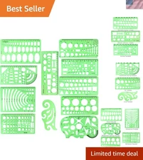 11PCS Clear Green Geometric Drawing Templates – Ideal for Architecture & Design