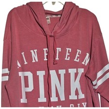 Victoria's Secret PINK Oversized Hoodie Pink Varsity Graphic Sweatshirt Lrg 1986