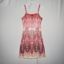 Vintage Y2K Smash Dress Medium Drape Paisley Coral Coastal Cowgirl Fairycore