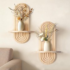 2 Pcs Wood Shelves for Wall Decor Modern Boho Wall Shelf Arch Wood Floating Shel