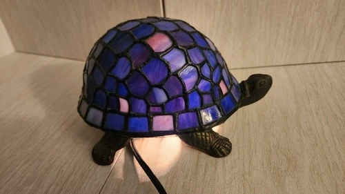 Vintage Turtle Tiffany Style Stained Glass Accent Table Lamp Night Light garden