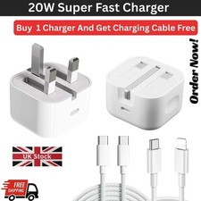 For iPhone 17 16 15 14 13 12 Pro Max X 20W Fast USB-C PD Plug Charger and Cable