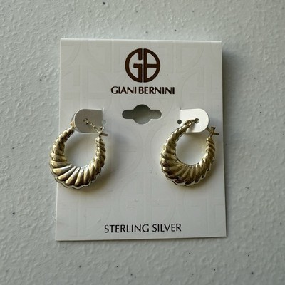  NWT Giani Bernini 925 Sterling Silver Twisted Hoop Earrings