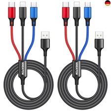 Multi USB Kabel [2Stück 1.2M], 3 in 1 Universal Ladekabel Nylon Schnell Multi 