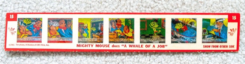 Rare "error" slide from '62 Kenner Give-A-Show - Mighty Mouse/Dick Tracy combo