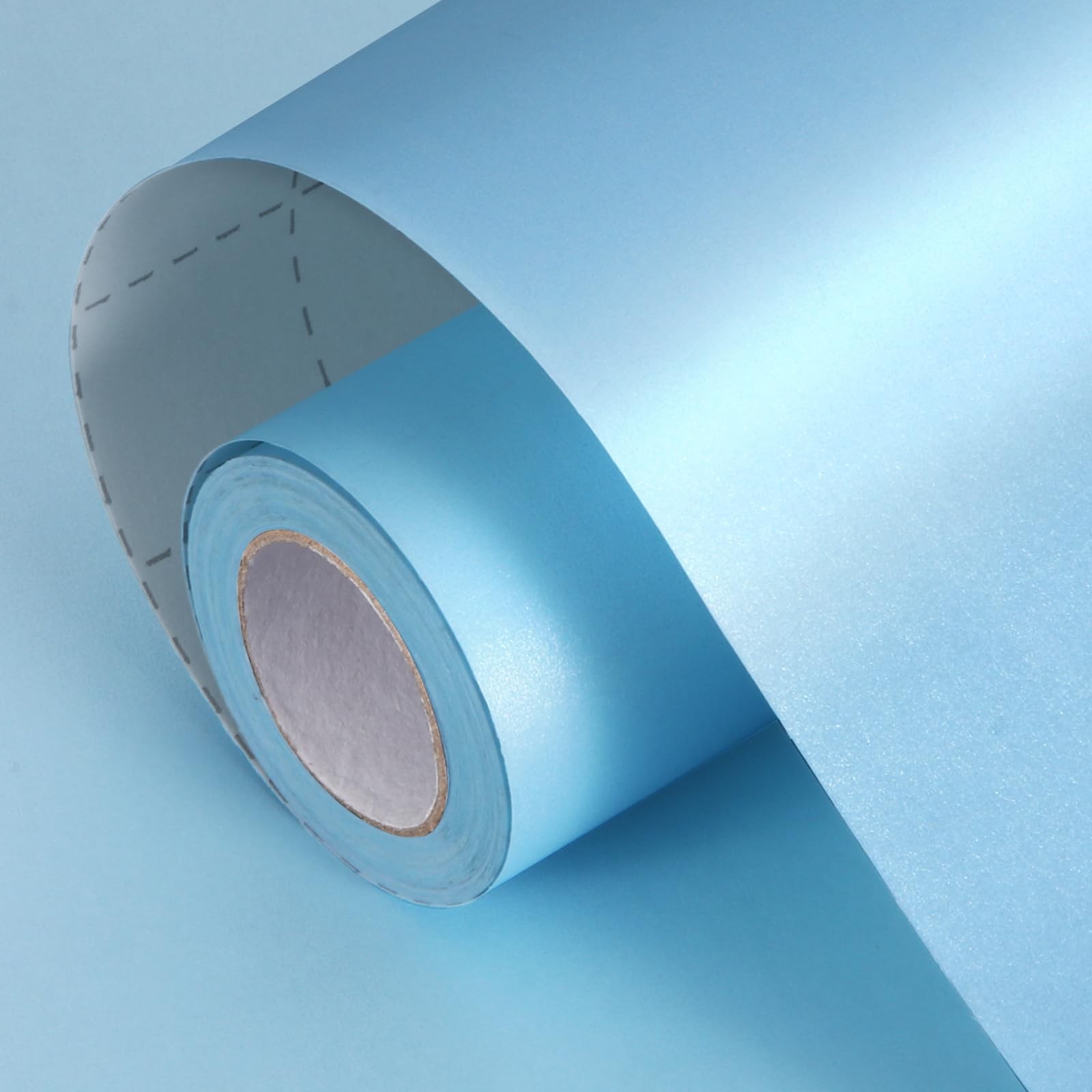 Sky Blue Wrapping Paper, 17inch x 33ft Solid Color Pearly Lu